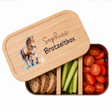 Personalisierte Brotdose mit Namen & Wunschtier – Edelstahl mit Bambusdeckel 700ml