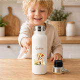 Personalisierte Thermoflasche für Kinder mit Namen & Tiermotiv – 500 ml Edelstahl