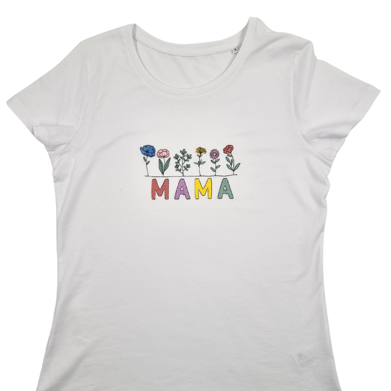 T-Shirt Mama + Wild Blumen Bestickung