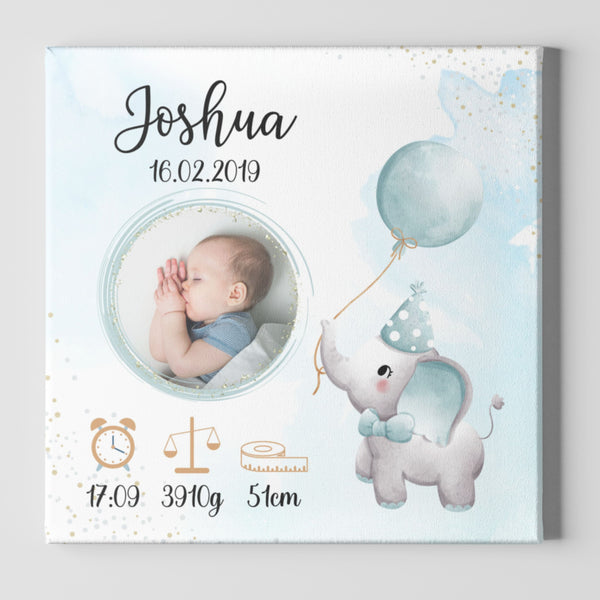 Baby Leinwand im Elefanten Design Blau