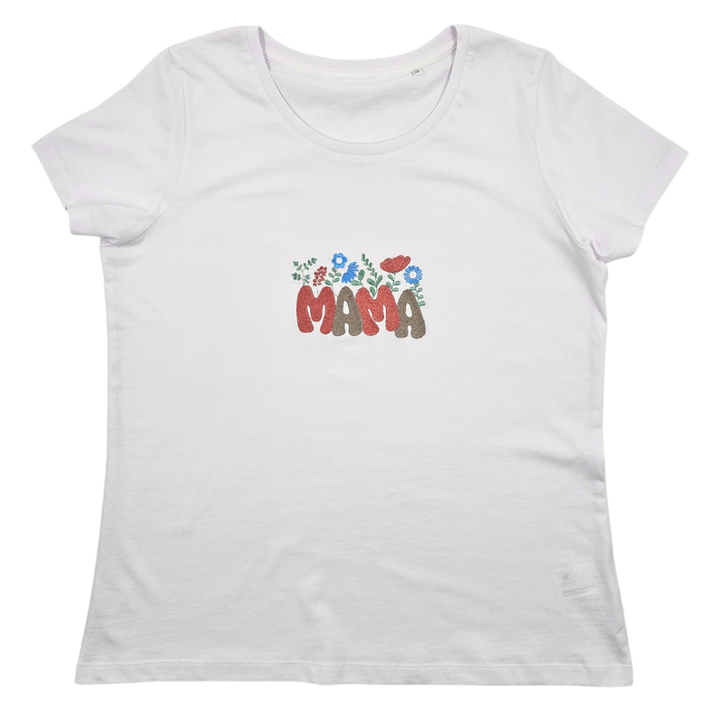 T-Shirt Mama + Blumen Bestickung