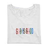 Damen T-Shirt bestickt mit "God is good all the time"