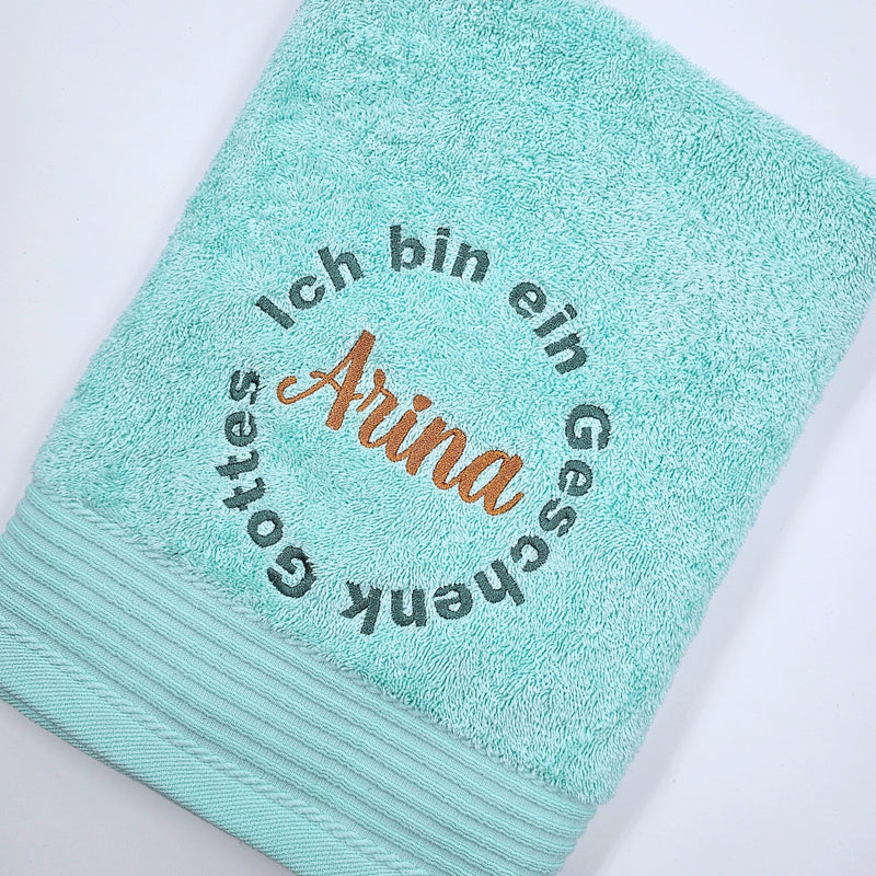 Handtuch ich bin ein Geschenk Gottes + Name