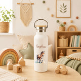 Personalisierte Thermoflasche für Kinder mit Namen & Tiermotiv – 500 ml Edelstahl