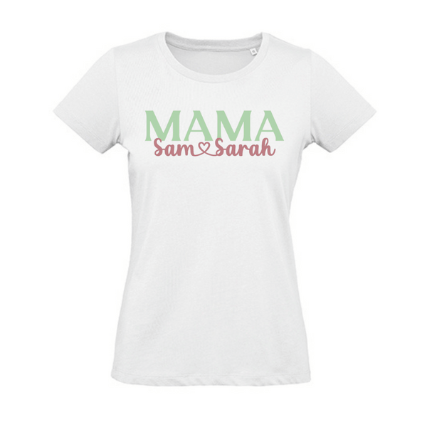 T-Shirt Mama + Max. 6 Kindernamen Variante 3