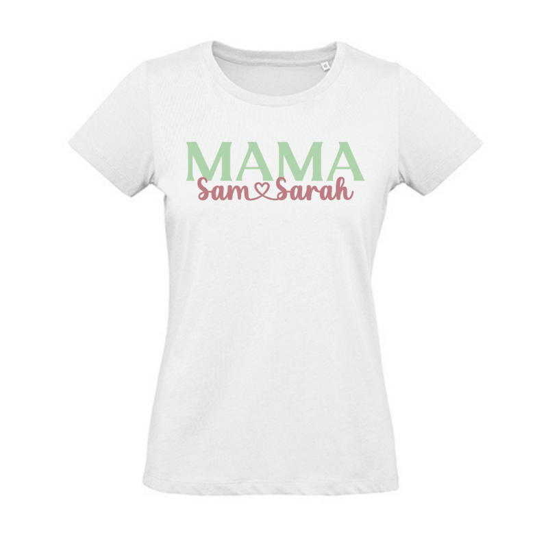 T-Shirt Mama + Max. 6 Kindernamen Variante 3